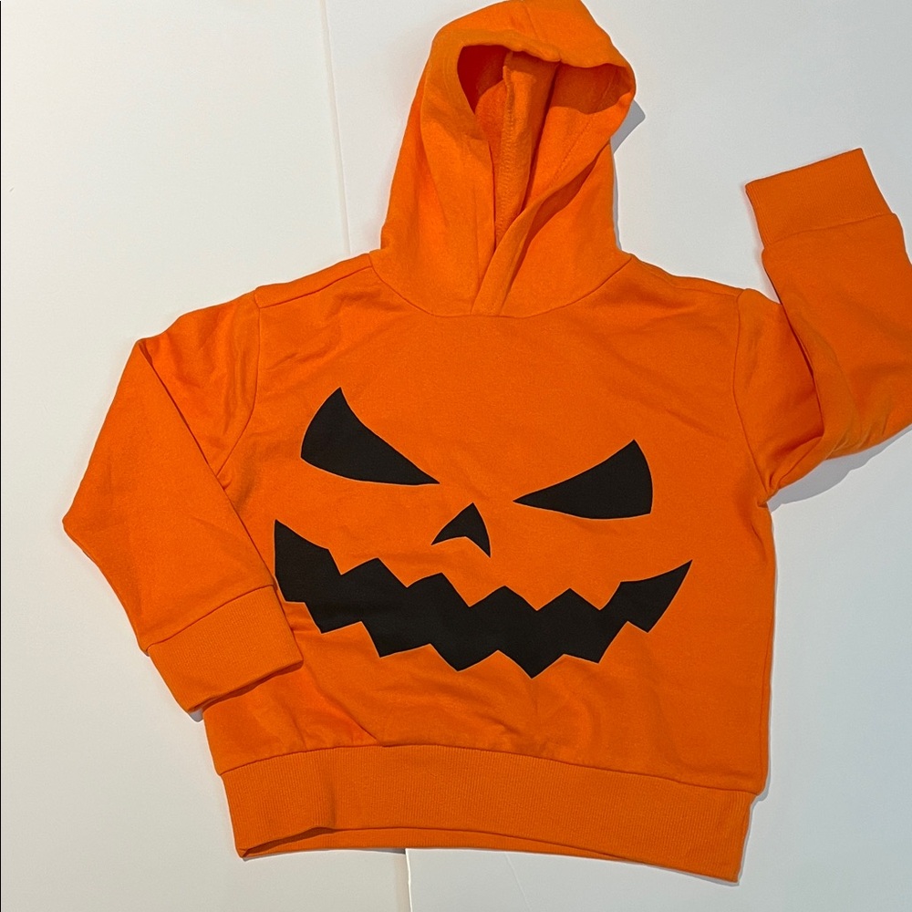 Halloween Orange Hoodie with Black Pumpkin Face
